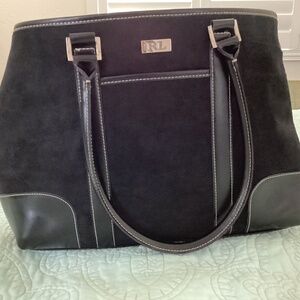 Ralph Lauren fragrance NWOT black suede tote
